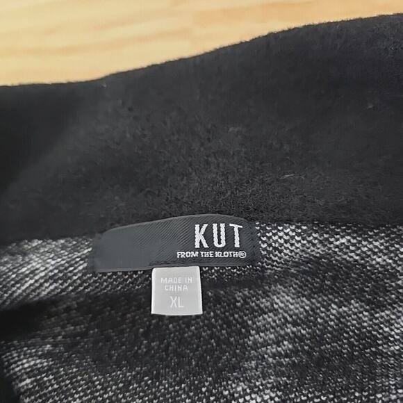 Kut From The Kloth Azalea Houndstooth Plaid Sweater‎ Coat Black/White Size XL - Picture 3 of 12